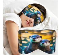 Animal Cute Brown Otters Print Full Coverage Sleep Mask,Eye Mask Portable for Travel Office Nap Shift Work
