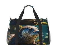 Animal Cute Brown Otters Print Functional Travel Tote Ample Space Travel Bag Foldable Carry On Tote for Weekender