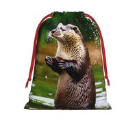 Animal Cute Brown Otters Print Gift Drawstring Bag Reusable Pouch Birthday Presents Wedding Daily Organizing Events