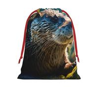 Animal Cute Brown Otters Print Multi-Functional Drawstring Reusable Gift Pouch Daily Storage All Occasions Use