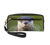 Animal Cute Brown Otters Print Pencil Case Makeup Bag for Accessory Cosmetic Stationery Toiletry Travel Companion