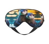 Animal Cute Brown Otters Print Sleep Mask, Soft Breathable Eye Cover for Travel, Shift Work & Meditation