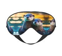 Animal Cute Brown Otters Print Soft Eye Mask, Adjustable Strap Soft Eye Cover Blindfold for Travel Yoga Nap Shift Work