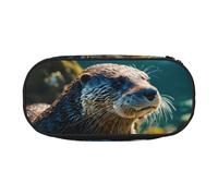 Animal Cute Brown Otters Print Unisex Pencil Case Pouch - Compact Design for Pencils, Small Items - Double-Headed Zipper