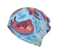 Animal Cute Brown Otters Print Versatile Beanie Hat - Multi-Functional Neck Gaiter and Beanie Combo