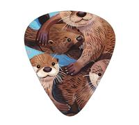 Animal Cute Brown Otters Printed Custom 12 Pieces Guitar Pick In A Box,The Pick Makes Sound Clear, Ukulele, Electric Bass (0.46 0.71 0.96mm)