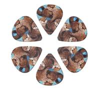 Animal Cute Brown Otters Printed Guitar Picks -6 Pcs Guitar Picks Plectrum,Guitar Accessories,Electric Guitar Pick, Bass & Ukulele 0.96mm