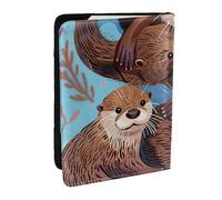 Animal Cute Brown Otters Printed Passport Holder - 6.5 x 4.5 Inch RFID Blocking Travel Wallet,Stylish Passport Cover,Lightweight Document Organizer for Cards