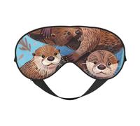 Animal Cute Brown Otters Printing Sleep Mask for Women Men Double-Sided Print Soft Silk Eye Masks Eye Sleep Shade Cover