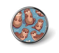 Animal Cute Brown Otters Round Badge Cute Brooch Hats Jackets Decor Personalized Lapel Pin Clothing Jewelry Accessories for Wedding Party Gift