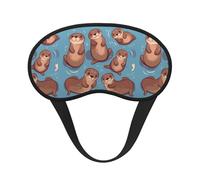 Animal Cute Brown Otters Sleep Mask for Side Sleeper Eye Mask for Sleeping Light Blocking Soft Breathable Sleep Eye Mask for Women Men Adjustable Elastic Strap Travel Nap Blackout Eye Shade Cover