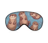 Animal Cute Brown Otters Sleep Mask for Women Men Side Sleeper Eye Cover with Adjustable Strap Soft Breathable Blackout Mask Slip-Free Deep Sleeping Travel Essentials