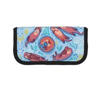 Animal Cute Brown Otters Small Pencil Bag Simple Pencil Pouch Aesthetic Pencil Case Pencil Storage Bag Pen Holder Office