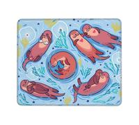 Animal Cute Brown Otters Thick Desk Pad Mouse Mat With Lock Stitch Edge, Stable Non-Slip Surface For Computer Use
