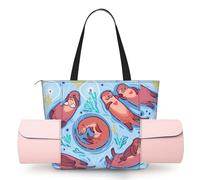 Animal Cute Brown Otters Women'S Yoga Mat Bag With All-Over Print,Lightweight Polyester Shoulder Gym Bag,Front Open Pocket For Yoga Mat, Towel
