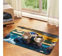 Animal Cute Brown Ottersprint Pet Absorbent Leather Tablecloth,Wipe Clean Quick Dry,Food Mat For Small Animals