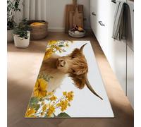 Animal Cute Cow Flowers Runner Rug for Entryway 60 x 120 cm Long Carpet, Watercolor Style Rug Runners Bedroom Floor - Washable Non Shedding Carpets for Hallway Entryway Kitchen