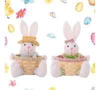 Animal Cute Easter Basket - Easter Basket Easter Bunny, Easter Bunny Plush Basket for Filling and Gifting as a Springlike Easter Decoration Gift Idea for a Floral Easter Nest Easter Gift Bags (A+B)