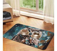Animal Cute Owl Dog Food Mats for Floors, 16x24 Inch Non-Slip Super Absorbent Pet Food Mat, Dishwasher Dog Mat for Food and Water, Cute Quick Dry Pet Feeding Mat for Dogs Puppy Cats