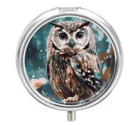 Animal Cute Owl Pill Box with Mirror 3 Compartment Pill Organizer for Pocket Portable Medicine Container Holder to Hold Vitamins,Fish Oil