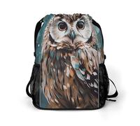 Animal Cute Owl Sports Drawstring Backpack,Packsack with Shoe Compartment And Wet Proof Pocket for Youth