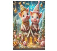 Animal Cute Pig Jigsaw Puzzles for Adults 1000 Pieces Puzzle Brain Teaser And Children Premium Quality Wooden (78×53cm)
