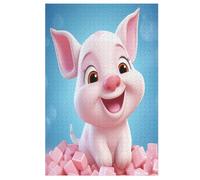 Animal Cute Pig Wooden Jigsaw Puzzles, 1000 Piece Puzzle Board Game, Best Gift for Adults And Kids, Family Game, 78×53cm