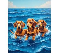 Animal Dachshunds Playing in The Seas Jigsaw Puzzle Suitable for All Groups of People Creative Fun Jigsaw Traditional Puzzles Perfect for Family Nights Game_500pcs