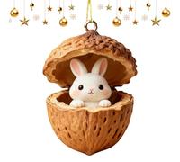 Animal Decoration for the Christmas Tree, 2D Acrylic Animal Walnut Pendant, Christmas Tree Decoration, for Holiday Home, Indoor, Winter Party, Wall, Window, Farmhouse