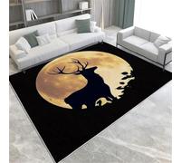 Animal Deer Area Rugs Brown Moon Non-Slip Washable Area Rug 160 X 230 Cm Short Pile Floor Mat For Living Room Bedroom Bathroom Kitchen & Office,160 X 230 Cm