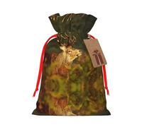 Animal Deer Christmas Drawstring Sack Gift Bag, Lightweight And Cute In Design