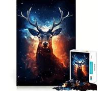 Animal Deer Cosmic Galaxy 1000 Piece Teenager Puzzles Brain Boosting Play Tight Interlock No Gaps Relaxing Indoor Group Activity (38x52cm)