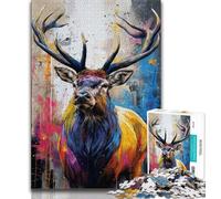 Animal Deer Oil Painting 1000 Pieces Jigsaw Puzzles For Teens And Adults,for Educational Game Challenge Toy Unique Home Decor And Gifts (50x75cm)