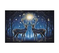 Animal Deer Puzzle Adults And Teenagers 1000 Pieces Wooden Jigsaw Educational Game Toy Family Decoration （75×50cm）