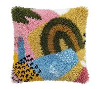 Animal Design Latch Hook Cushion Kit,Dot Leaf Rainbow Diy Rug Hooking