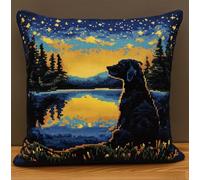 Animal Design Latch Hook Cushion Kit,Labrador Under The Stars Diy Rug