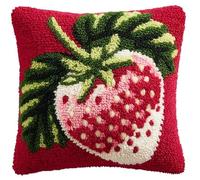 Animal Design Latch Hook Cushion Kit,Strawberry Diy Rug Hooking Pillo
