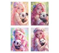 Animal Diamond Art Beauty 4 Pieces Small Diamond Painting Kits 30x40cm, 2025 New Crystal Gem Art Kids Full Drill Painting with Diamonds, DIY 5D Embroidery Cross Stitch Canvas for Home Decor z1164f