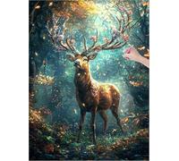 Animal Diamond Art Deer Diamond Painting Kits for Adults Beginners, 5D DIY Paint by Numbers for Adults, Square Drill Dimond Painting with Full Accessories, Room Decor, Gifts for Women 32x44 inch J-42