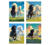 Animal Diamond Art Horse 4 Pieces Small Diamond Painting Kits 40x55cm, 2025 New Crystal Gem Art Kids Full Drill Painting with Diamonds, DIY 5D Embroidery Cross Stitch Canvas Home Decor Gifts z1162f