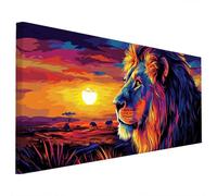 Animal Diamond Art Kits Adults, 5D Diamond Painting Lion 2025 Design New, Square Full Drill Crystal Art Kit, DIY Cross Stitch Crafts Embroidery Pictures for Home Living Wall Room Decor 140x60cm R-60