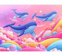 Animal Diamond Art Kits Adults, 5D Dolphin Diamond Painting Kits for Adults Beginner, DIY Square Drill Crystal Art Embroidery Cross Stitch Pictures for Home Wall Decor, Gifts for Women 40x30cm L0-609