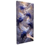 Animal Diamond Art Kits Adults, Crane Diamond Painting Kit with Square Full Drill, 5D DIY Crystal Art, Cross Stitch Painting Set for Christmas Gifts and Autumn Decorations, Room Decor 130x50cm B-78