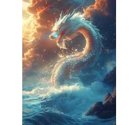 Animal Diamond Art Kits Adults, Diamond Painting Dragon Crystal Art Kits for Adults Kids DIY 5D Round Full Drill Gem Dots Embroidery Paintings Crafts Picture for Beginners, Room Decor 40x55cm 2u-260