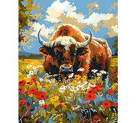 Animal Diamond Art Kits Adults, Diamond Painting Ox Crystal Art Kits for Adults Kids DIY 5D Round Full Drill Gem Art Paintings Crafts Picture for Home Decor, Gifts for Women 40x50cm/16x20 In z-5139