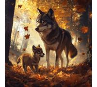 Animal Diamond Art Kits Adults, Diamond Painting Wolf Crystal Art Kits for Adults Beginners, 5D DIY Full Drill Round Rhinestone Embroidery Cross Stitch Painting, Home Wall Decor Gifts 50x50 cm S-8