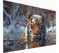 Animal Diamond Art Tiger 5D DIY Diamond Painting Kits for Adults & Kids Beginner, Full Drill Square Diamond Art Craft Set, Crystal DIY Embroidery Cross Stitch for Wall Decor Gifts 70x140cm Z1-409