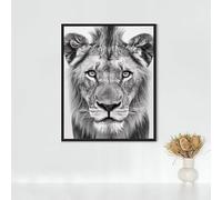 Animal Diamond Painting, 5d Diamond Painting Kits for Adults Lion, Full Drill Crystal Art Kits for Adults Beginners Cross Stitch Embroidery Crafts Pictures for Home Decor, Gifts 16x20in PJY9 4-A