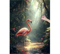 Animal Diamond Painting Flamingo Diamond Art with Square Drill, 5D DIY Crystal Art Painting Rhinestone Cross Stitch Kit, Dimond Arts and Crafts for Adults Beginners, Autumn Room Decor 24x32 inch J-68