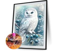 Animal Diamond Painting Kit, 5D DIY Full Round Drill Diamond Art for Home Wall Decor, Complete Embroidery Rhinestone Canvas Picture for for Adults Beginners11.81X11.81Inch(Owl)